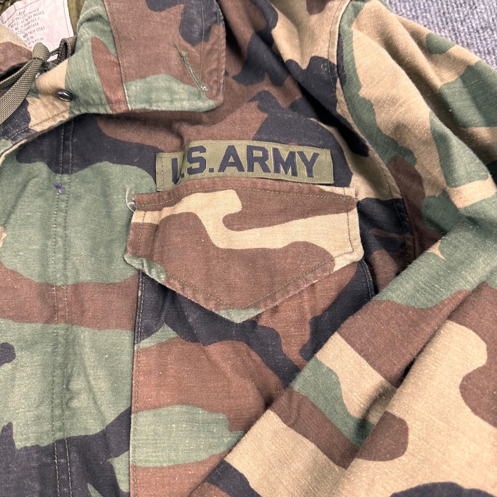 Vintage M65 US Army Coat Military Field Cold Weather L Woodland Camo Lined - Picture 9 of 14